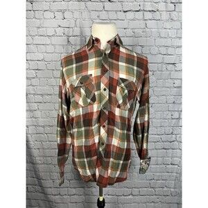 Georg Roth Mens Medium Light Flannel Shirt Multicolor Plaid Cotton Blend Pockets